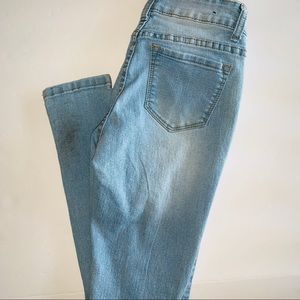 Cute distressed Light Blue Denim Skinny Jeans 1/2